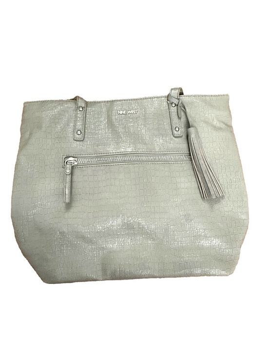 Nine West Handbags - Nine West Shoulder Bag Faux Leather Gray EUC Tassel Hang Charm Croc Embossed